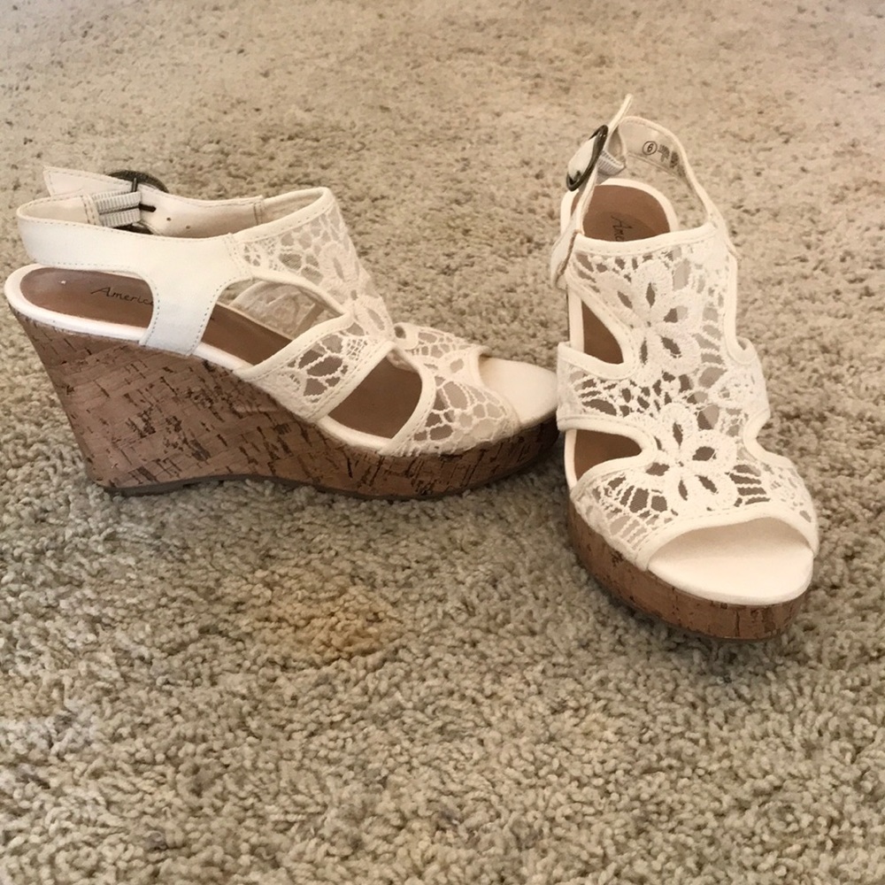 White lace wedges